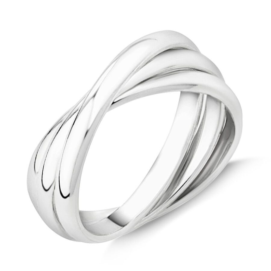 Solid Sterling Silver 3 Colour Wavy Triple Band Ring 